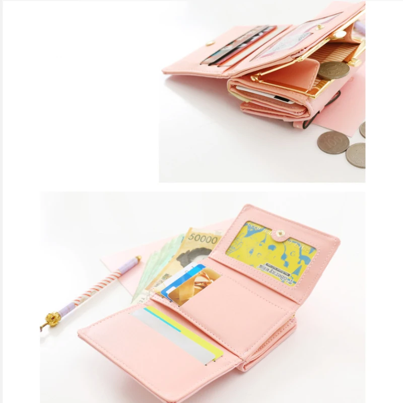 Ladies Wallet Cute Female Short Japanese and Korean New Cat Mini Pendant Student Small Wallet Metal Coin Purse Card Holder