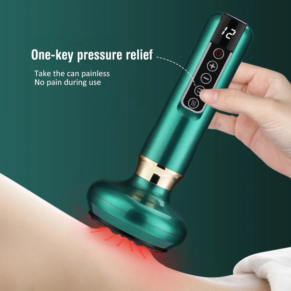 Electric Cupping Massager 12 6 Levels Vacuum Suction Cup GuaSha Anti Cellulite Health Scraping Infrared Heat Slimming Massager