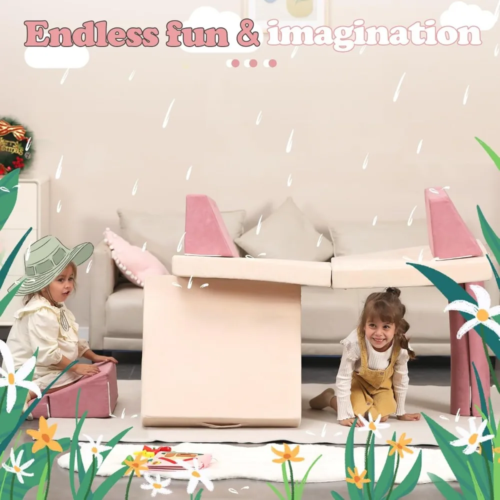 Kids Couch, Play Couch Sofa for Kids Imaginative Furniture Play Set for Creative Kids, Couch Sofa Foam Play Couch Indoor Outdoor 4