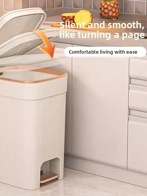 Large Capaci Pedal Operated Household Tra Can with Lid for Kitchen Bedroom Batoom Living Room DACHUN-5782 Square ape