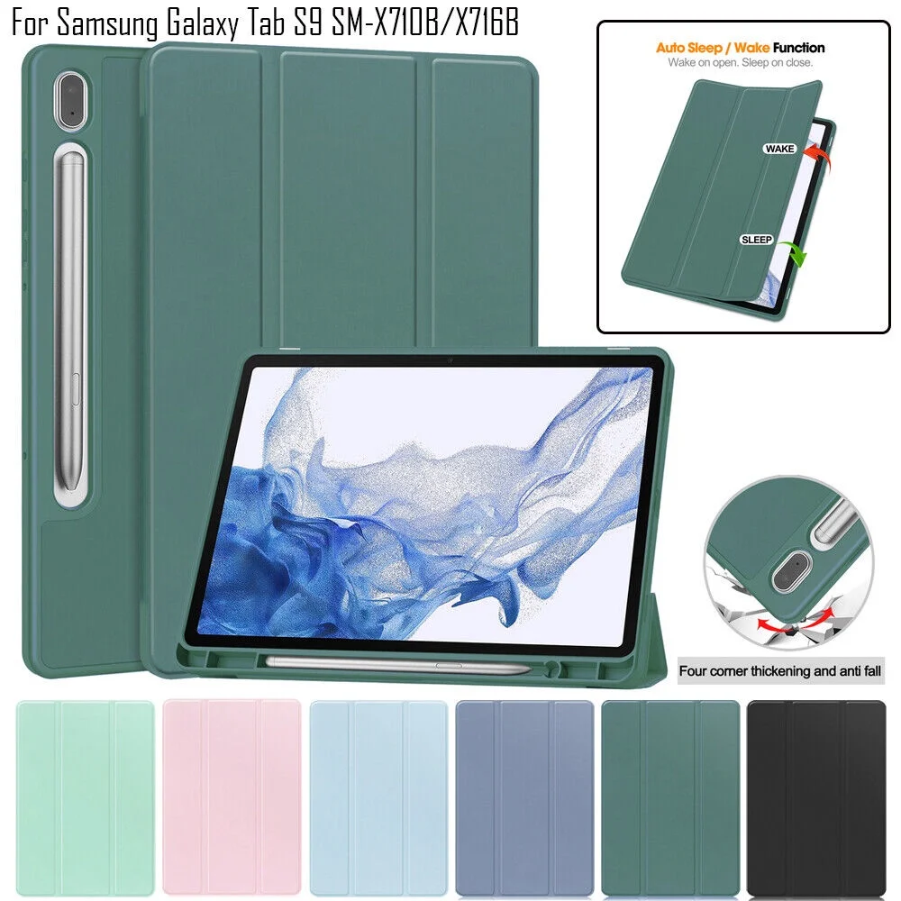 

Smart Case For Samsung Galaxy Tab S9 SM-X710B/X716B Tablet PU Leather+TPU Cover For Tab S9 Plus 2023 Case