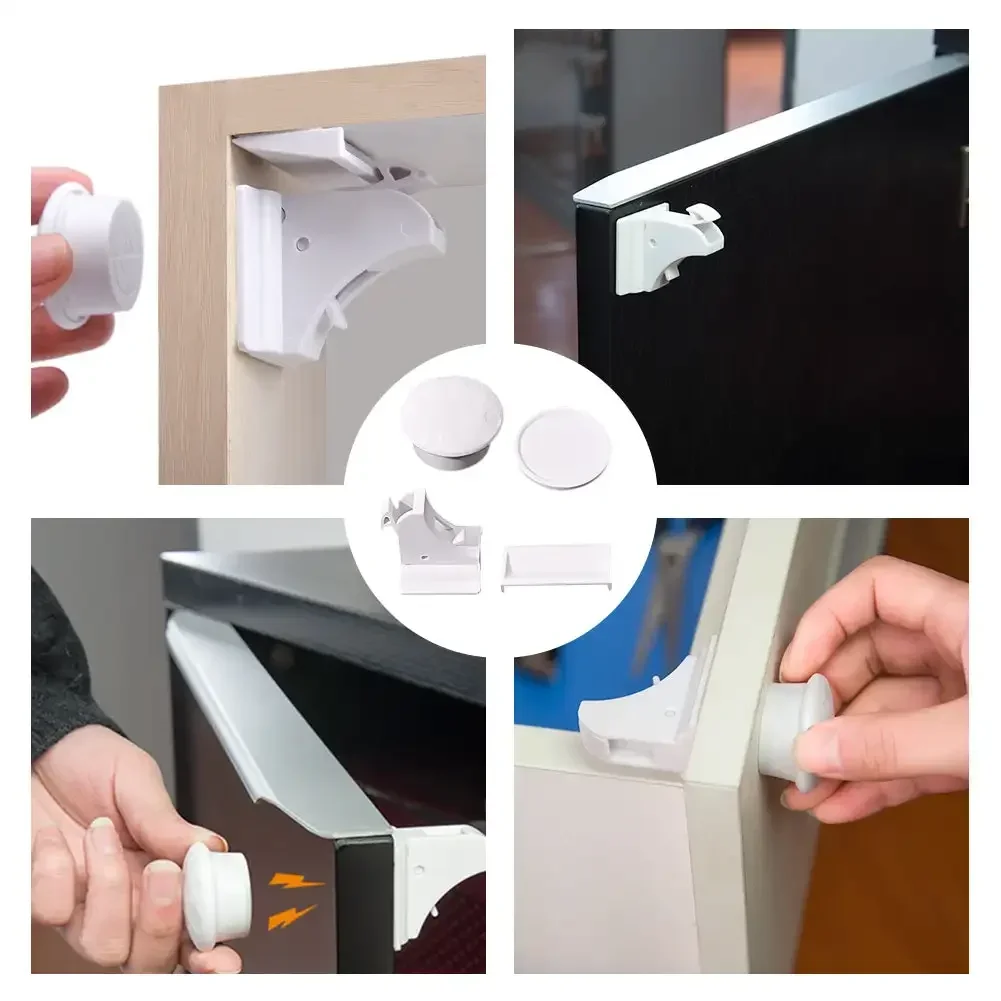 Cabinet Door Lock Drawer Lock Cabinet Magnetic Catch Magnetic Children's Lock Ideal Drawer & Cabinet Door Safety For Babies Toddlers & Children