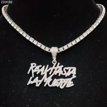 남녀공용 힙합 레터 펜던트 목걸이, 4mm 테니스 체인, 블링 블링 힙합 펜던트 목걸이, 패션 참 주얼리
