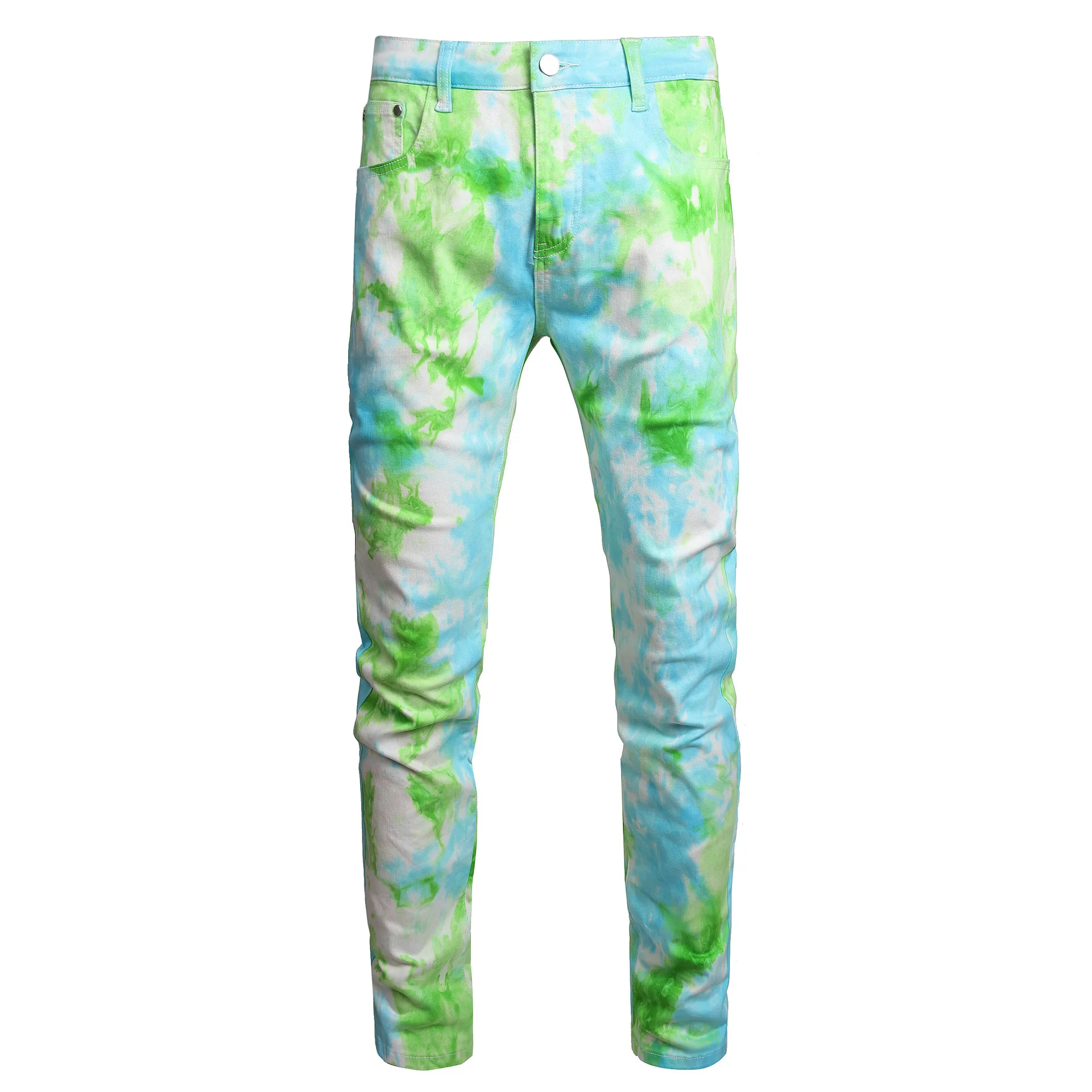 Autumn Men's Fashion Colorful Tie Dye Denim Pants Y2K Streetwear Hip Hop Jeans Fashion Harajuku Denim Trousers Pantalones Hombre casual tie dye print joggers pants women fashion harajuku high waist pants capris pocket long trousers streetwear denim jeans