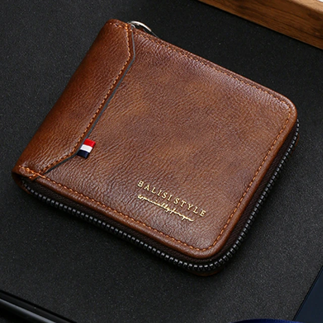 Fashion Vintage Genuine Leather Wallet men Wallet Leather men purse  vertical short money bag male wallet coin Purse card holder - AliExpress