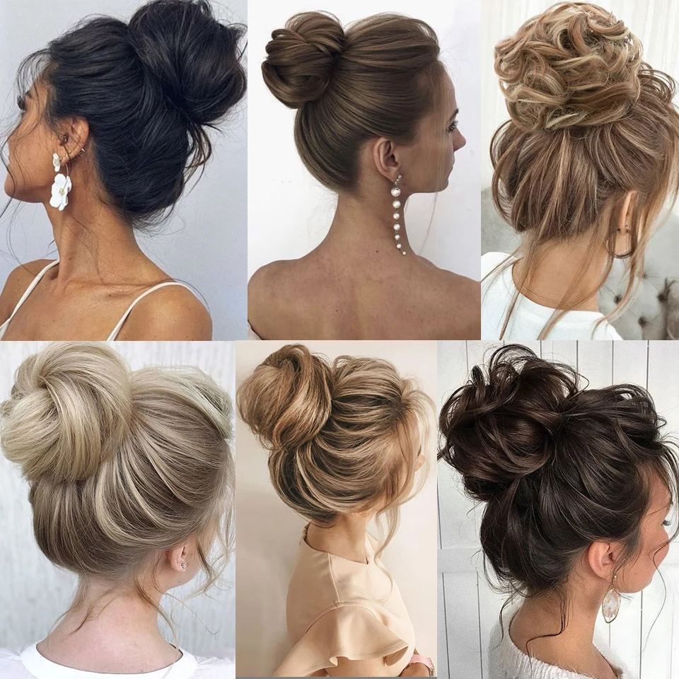 LUPU Synthetic Hair Bun Hair Extension Hairpieces Scrunchies Curly Wavy Messy Chignon For Women Hair Chignon Daily Party Wear