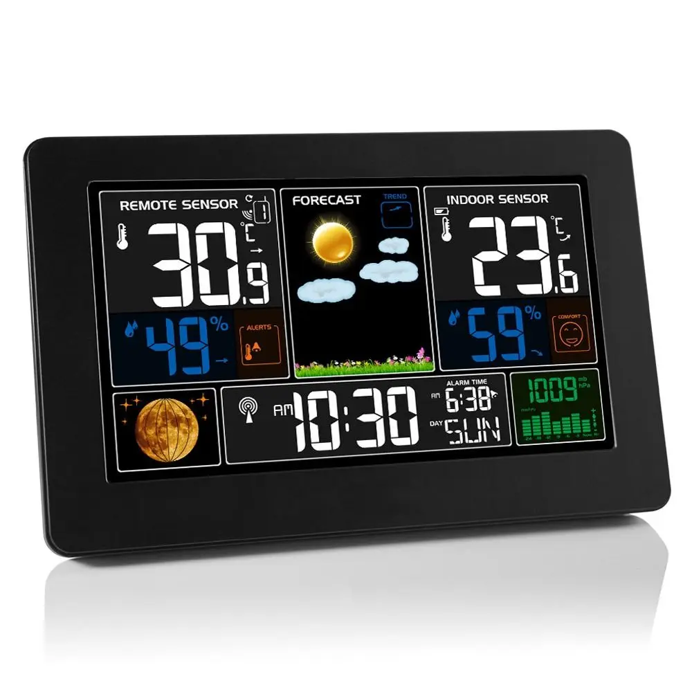 

Indoor Atomic Clock Backlight Wireless Weather Forecast Thermometer Weather Station Humidity Monitor