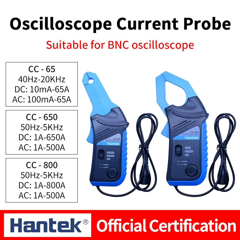 Current clamp probe Hantek CC65 CC650 CC800 AC/DC 20KHz/400Hz/5KHz Bandwidth 1mV/10mA 65A/650A/800A Hantek Official Genuine