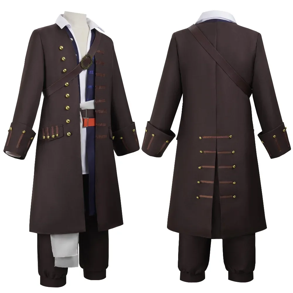 Costume da Capitano Jack Sparrow per Uomo, Uniforme da Pirata, Set Completo per Carnevale dei Caraibi, Outfit Jack Sparrow - immagine 2
