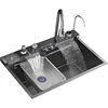 Black Gray Kitchen Sink Multi-Function Smart Kitchen Sink Digital Display Embossed Stainless Steel Raindance Waterfall Sink 1