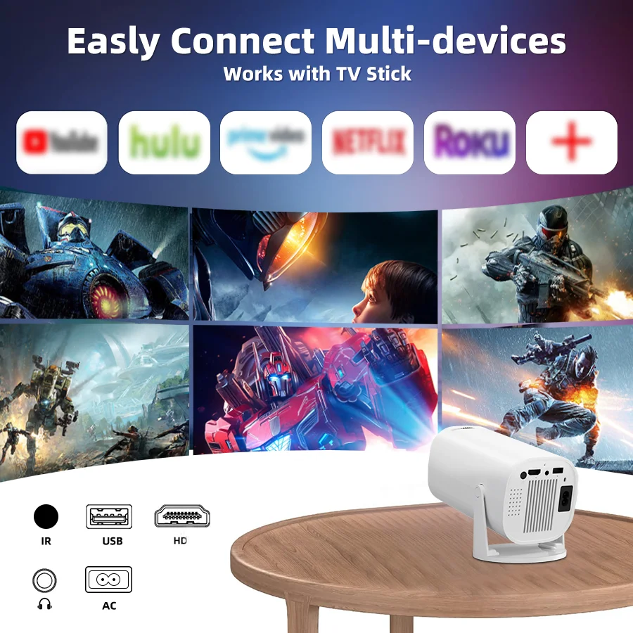 5G portable new home projector support 1080P immersive home theater suitable for home/outdoor/office compatible USB/HDMI/AV portable projector
