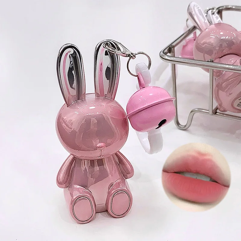 Gege Bear Pink Rabbit Velvet Lip Cream — Adorable Bunny Keychain, Soft Matte Velvet Finish Lip Tint 6