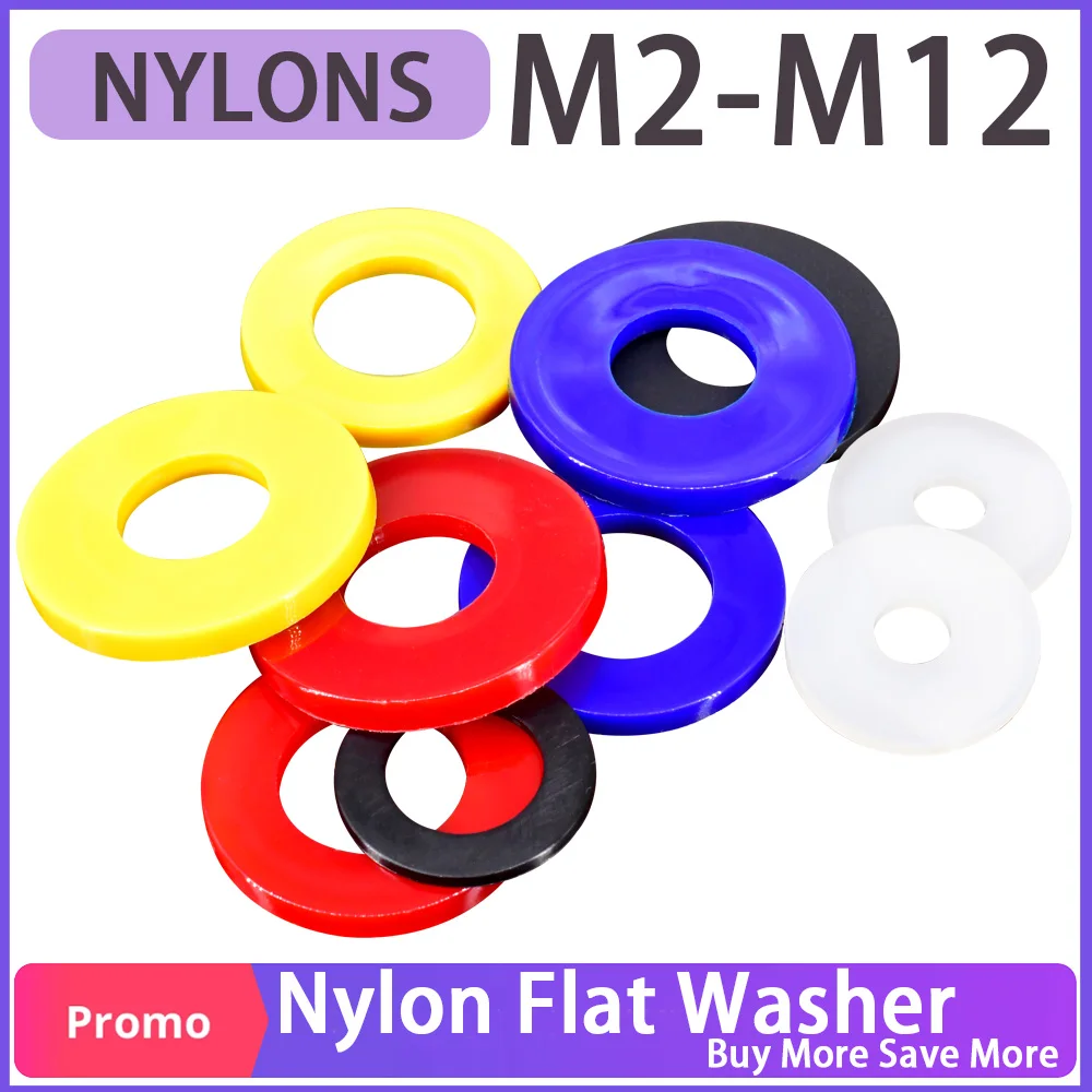 M2~M20 Nylon Flat Washers Black/White/Red/Yellow/Blue plastic plain Waterproof Sealing Hard Spacer Insulation Gaskets For Screws plastic washers,nylon washers