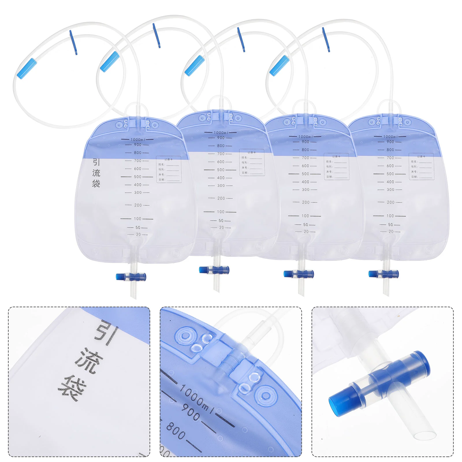 Anti Backflow Urine Collection Bag Portable Drainage Bag Patients Supplies PVC Urine Urological Consumables Health 4 Pcs
