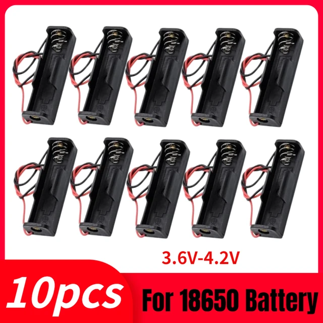 Boîtier de rangement pour batterie externe, conteneur avec fil de plomb, 1 fente, 18650, 3.6V-4.2V, 18650, 10 pièces, 5 pièces 1