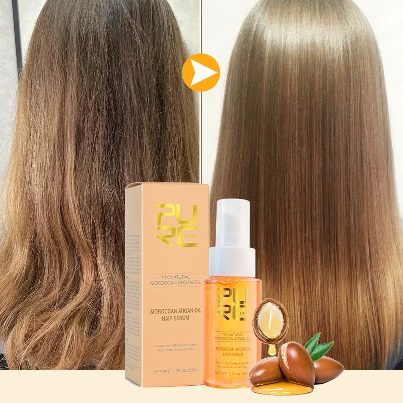 PURC 250g Morocco Argan Oil Hair Treatment Mask + 50ml Hair Serum Deep Repair Conditioning for Dry Damaged Frizz Hair 2