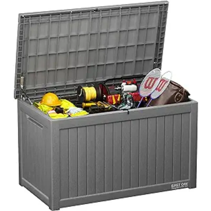 

EAST OAK 230 Gallon Deck Box, Outdoor Storage Box with Padlock, Large Outdoor Container, Grey