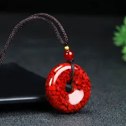 Elegant Men's Jewelry with Gold Beads and Red Sandstone Pendant (Red)