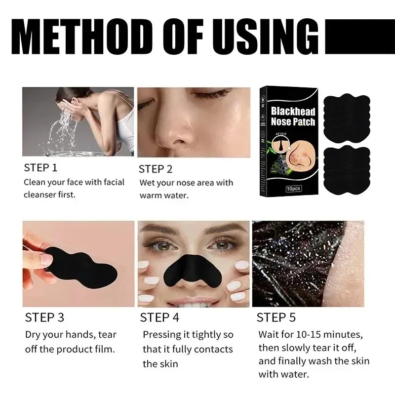 Bamboo Charcoal Blackhead Mask Blackhead Spots Acne Treatment Mask Nose Sticker Cleaner Nose Pore Deep Clean Strip