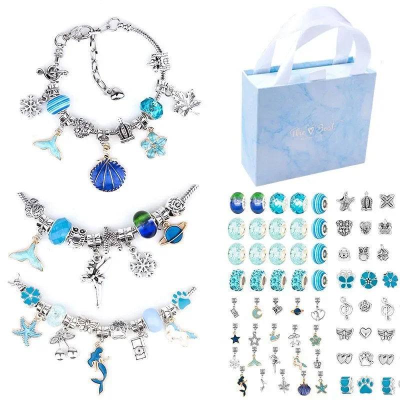 Beaded jewelry kit jewellery making kit friendship bracelet making kit Charm Bracelet Making Kit 66 Pcs for Girls