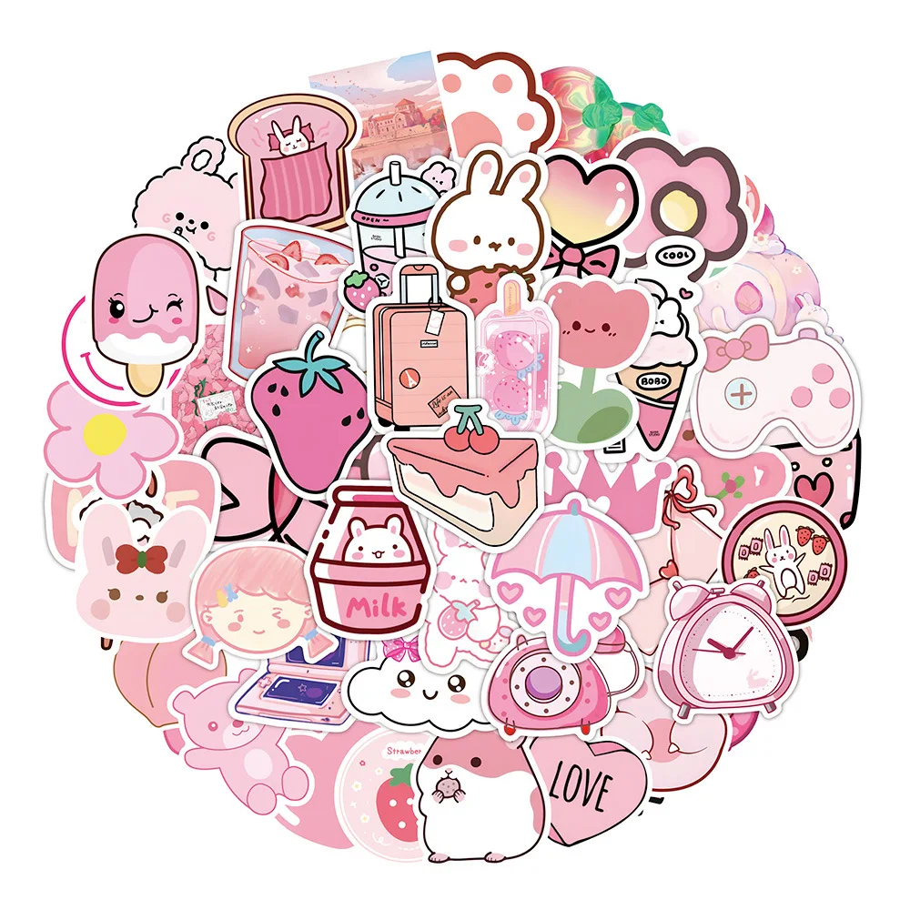 

10/30/50PCS Cartoon Pink Girly Heart Sticker Graffiti iPad Helmet Guitar DIY Personalized Wall Sticker Toy Decoration Wholesale