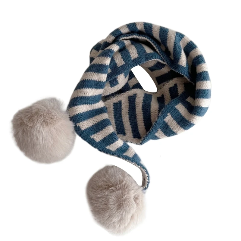 

Versatile Kids Winter Scarf with Pom Poms Details Fashionable Children Winter Scarf Suitable for Cold Weather Gift H37A