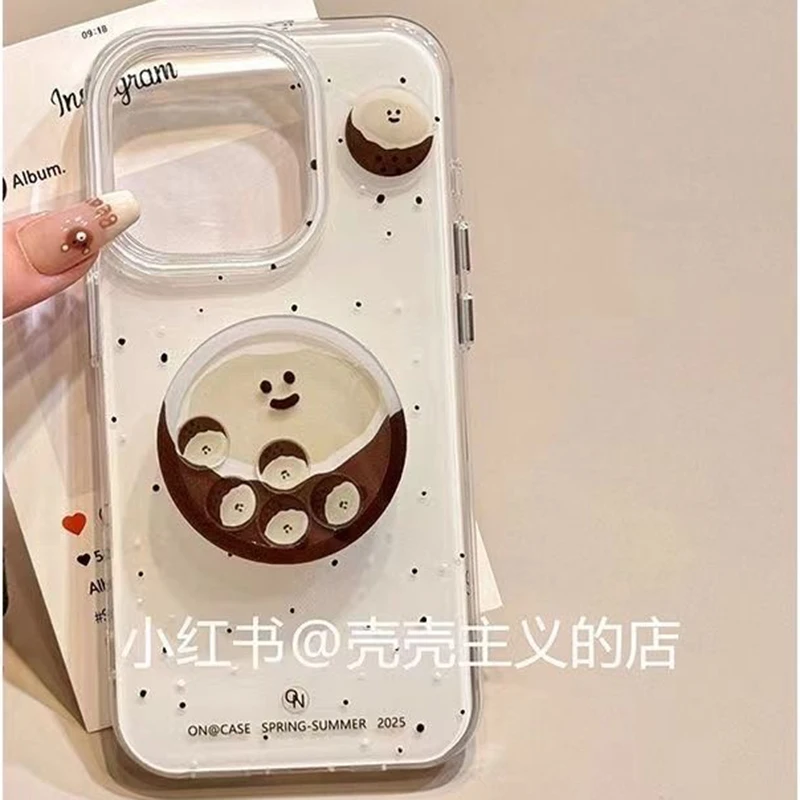Shakeable Coconut Girl Grip Tok Holder White Acrylic Phone Case