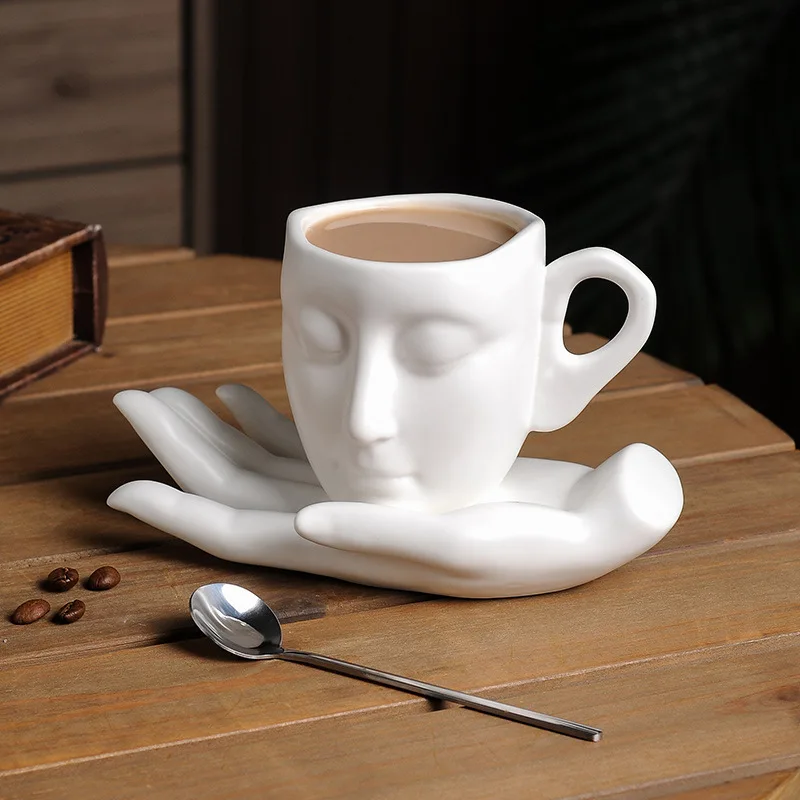 

High-temperature Firing Ceramic Cups Creative Abstract Art Hand-scented Coffee Cups and Saucers Personalized Gifts Drinking Cups