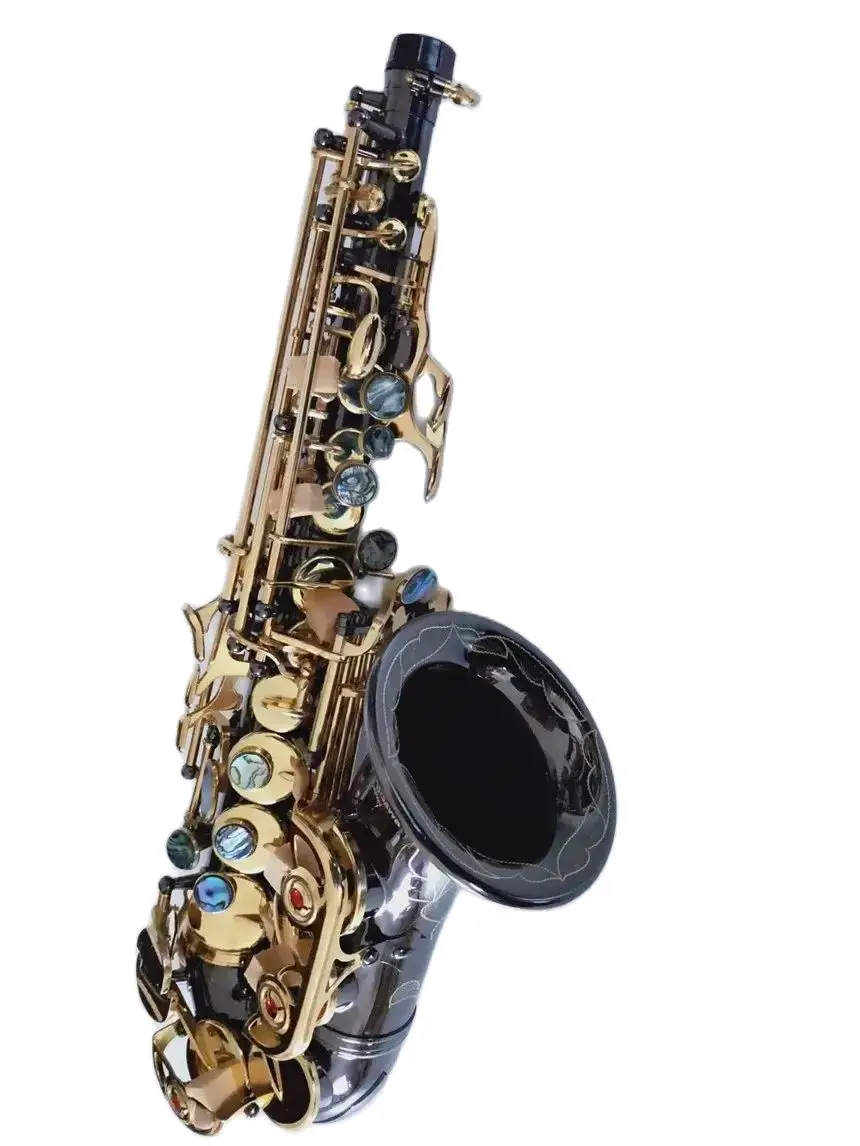 

New arrival Professional Mouthpiece Instrument High Quality Brands Soprano Saxophone S-991 Black Gold Brass Sax With case