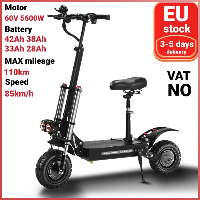60v5600w Electric Scooter 11 Inch Folding Highspeed Offroad Dualdrive Adult E Scooter Upgrade