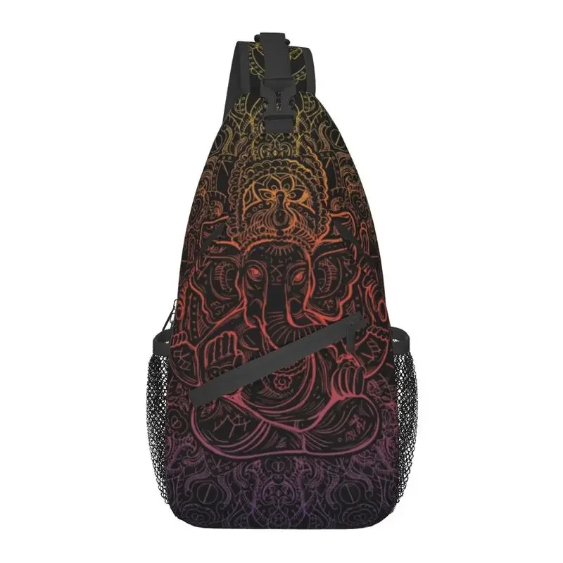 Fashion Lord Ganesha Mandala Pattern Crossbody Sling Backpack Men Elephant God Shoulder Chest Bag for Hiking