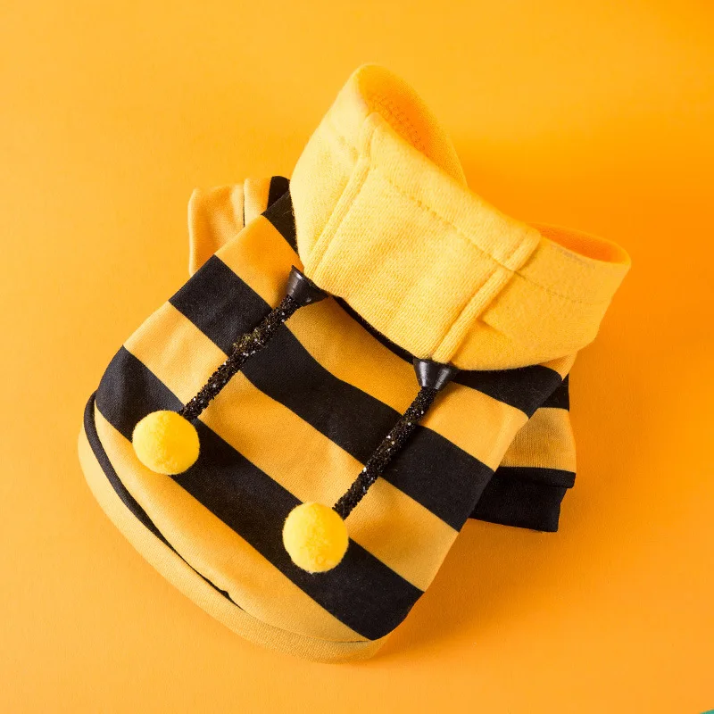 

Bees Transformation Small Dog Clothes Teddy Striped Ankle Clothes Autumn Warm Hoodie Pet Clothes Christmas Dog Clothes