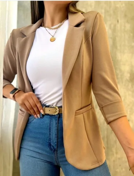 Chaqueta Blazer Elegante Para Mujer | Otoño E Invierno, Manga Larga, Estilo Casual Para Oficina