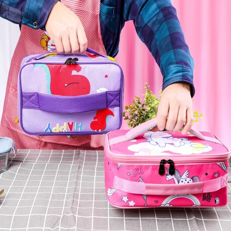 Children Lunch Bags For School Picnic Cartoon Kids Adults Bento Bag Handbag Aluminium Foil Thermal Ice Insulation Pack Portable