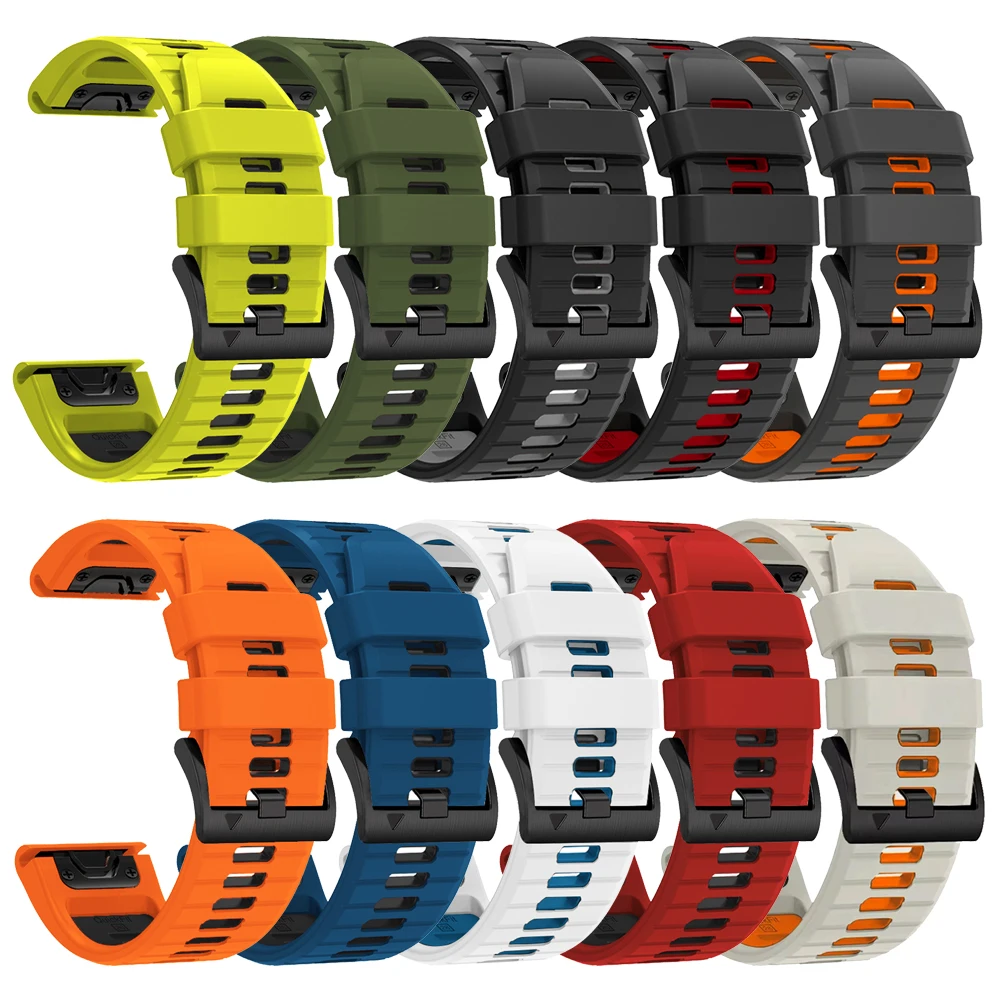 Premium Silicone QuickFit Watch Strap - 22mm/26mm, Compatible with Garmin Fenix & More