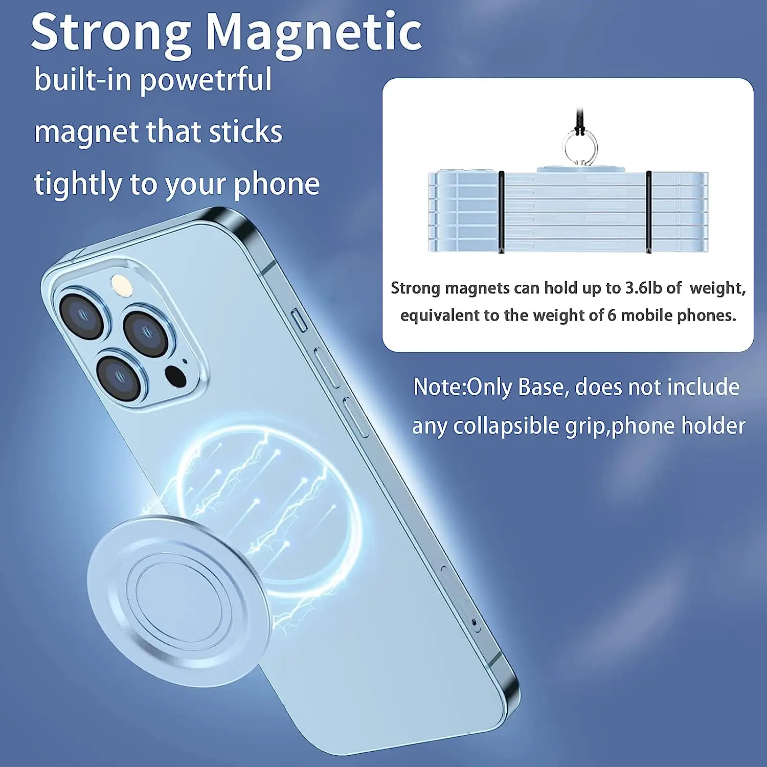 Magnetic Disk Base for Magsafe Accessories Removable Magnet Plate for iPhone 15/14/13/12 Mag Case for P-Socket Grip/Ring Holder