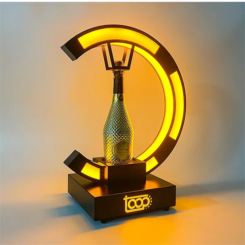 Metal Frame Bar Rechargeable Bottle Service Display Glow Gold LED Flashing Champagne Holder Ace of Spade Bottle Presenter