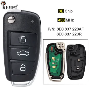 Keyforkess 433MHz 8E Chip 8E0 837 220AF / 8E0 837 220R Chiave A Distanza di Vibrazione Fob 3 Bottoni per Audi Q7 A6 S6