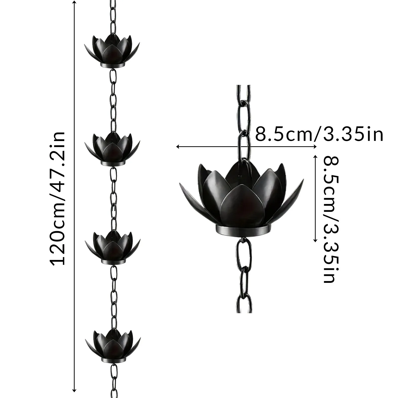Metal Garden Leaf Rain Chain Decorative Long Lasting Steel Leaves Wind Chime Creative Hanging Rain Chain For Garden Outdoor