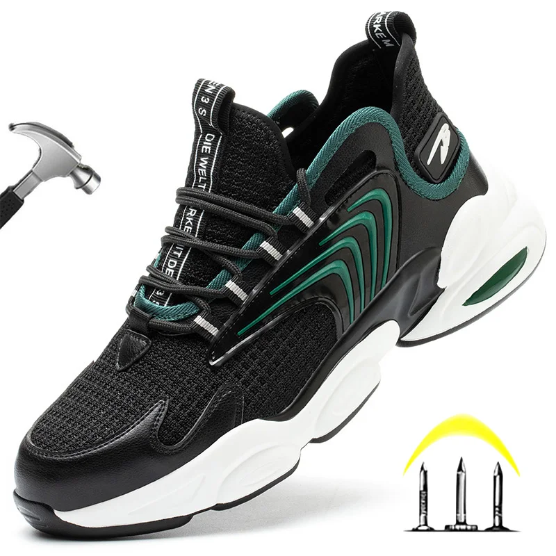 

Dian Sen Fashion Men Breathable Sport Safety Shoes Mesh Steel Toe Cap Safety Boots Anti-Smash Anti-Puncture Male Work Shoe