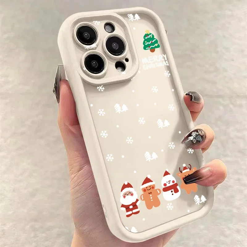 Festive Santa Elk Soft Silicone Shockproof Phone Case - Christmas Edition