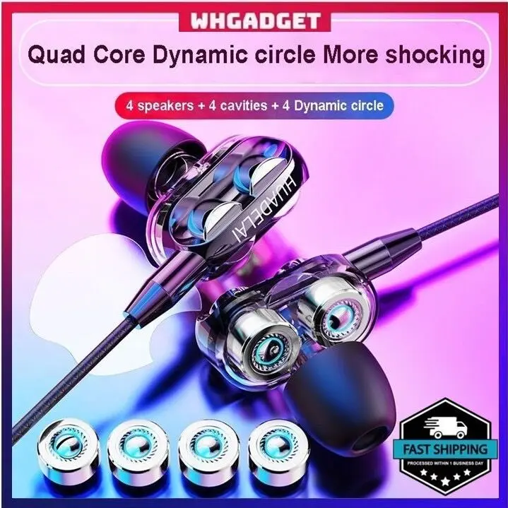 Earphone Bass Berat Bass 4D Speaker Ganda Earbud Gaming Olahraga