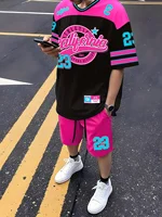 Le nouvel ensemble d'été 2025 pour hommes comprend un confort et une douceur de la mode hip-hop décontractée de rue avec impression de motifs numériques 3D 4