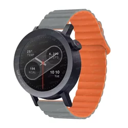 Silicone Sport Wristband for Smartwatch - 22mm Magnetic Loop Bracelet Accessory (Grey orange)