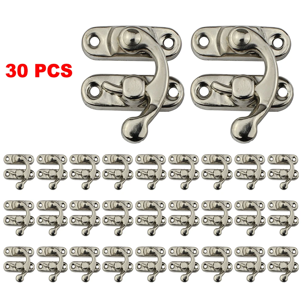 30pcs Antique Metal Catch Curved Buckle Horn Lock Clasp Hook Bronze Iron Padlock Hasp Hook Lock For Mini Jewelry Wooden Box jewelry box hasps