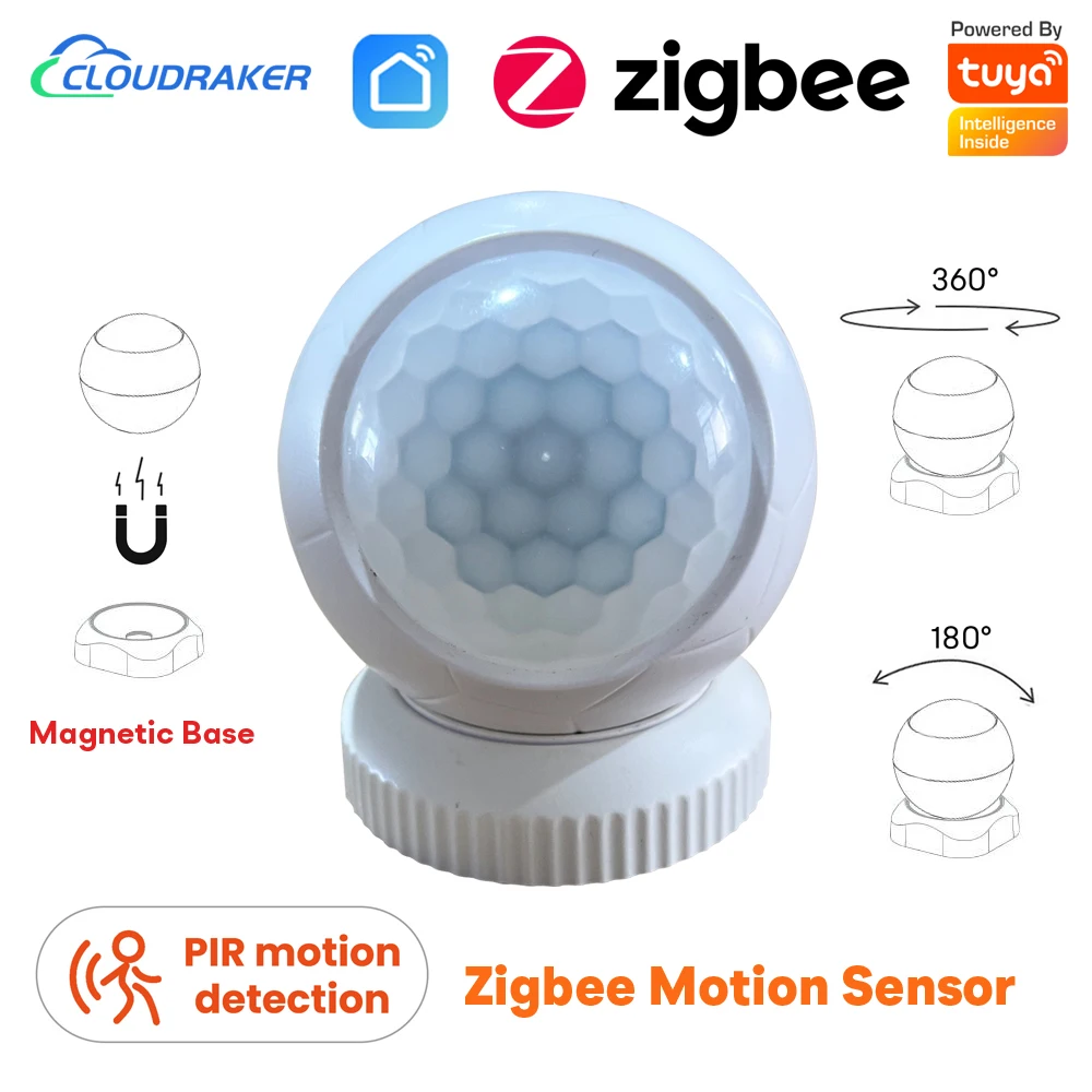 Смарт-датчик движения Tuya Zigbee, инфракрасный датчик движения с магнитным основанием, вращение на 3,0 ° смарт датчик движения tuya zigbee беспроводной инфракрасный датчик движения индукционный с дистанционным управлением через приложение высок