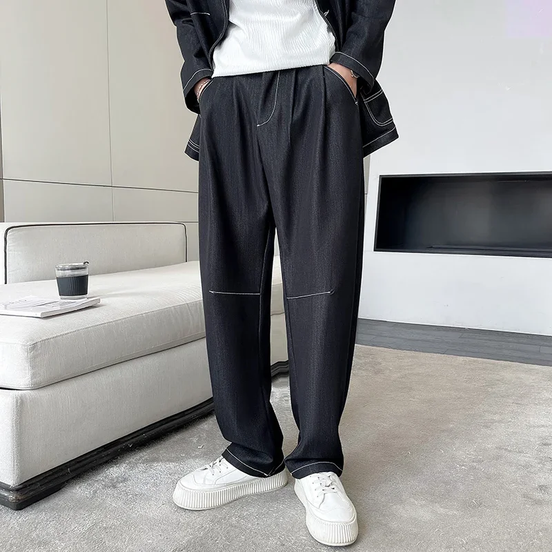 Men Streetwear Fashion Loose Casual Denim Blazers Jacket Pant 2 Pieces Suits Sets Man Vintage Suit Coat Jeans Tracksuits