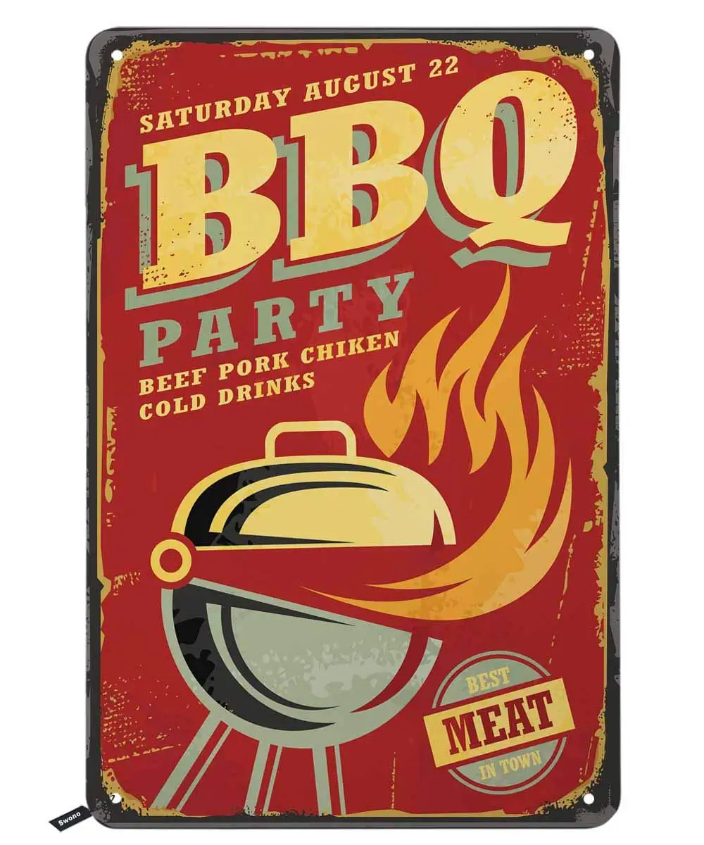

BBQ Zone Metal Tin Sign Vintage Dad`s BBQ Yard Outdoor Party Decoration Plate Retro Barbecue Rules Slogan Metal Signs For Garden