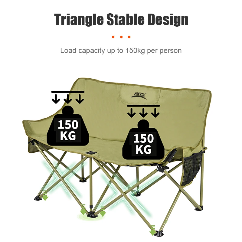 Folding Camping Chair Folding Chair WESTTUNE Double Camping Chair Outdoor Fishing Backrest Chair Portable Folding Lawn Beach Tourist Double Seat Leisure