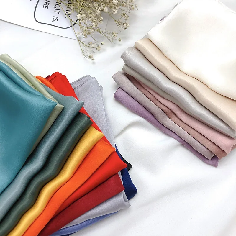 

70*70cm Bandana Head Scarf For Women Silk Satin Hair Scarfs Female Cute Handkerchief Neck Scarves For Ladies Green Black White